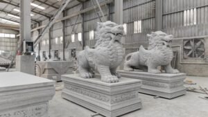 Traditional Chinese stone carving lion statues for authentic oriental garden landscape designs