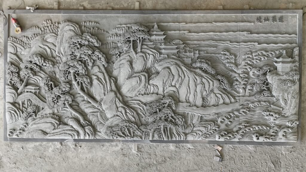Mid-production view of a large-scale Zheng He relief.